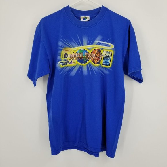 Vintage Universal Studios Blue Short Sleeved Graphic Tee Size Large - Picture 1 of 12
